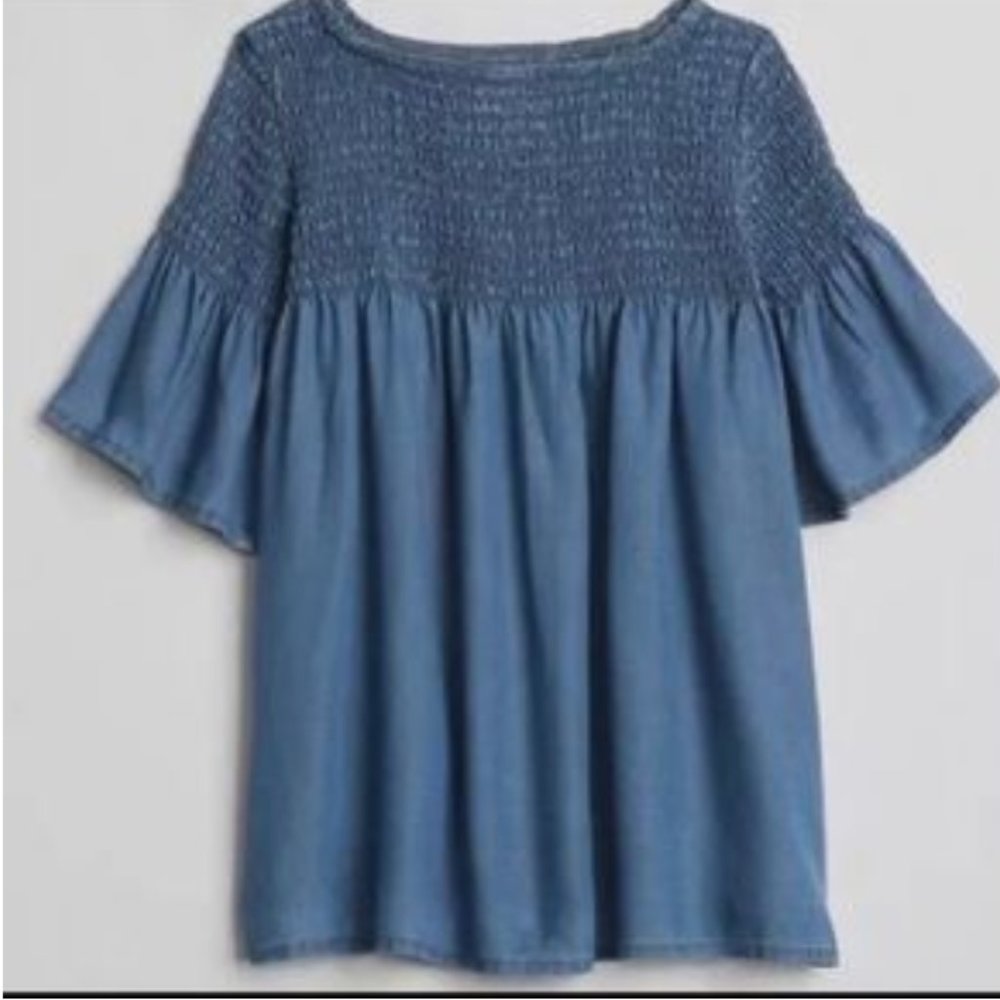 GAP KIDS - Chambray Smock top with ruffle sleeves